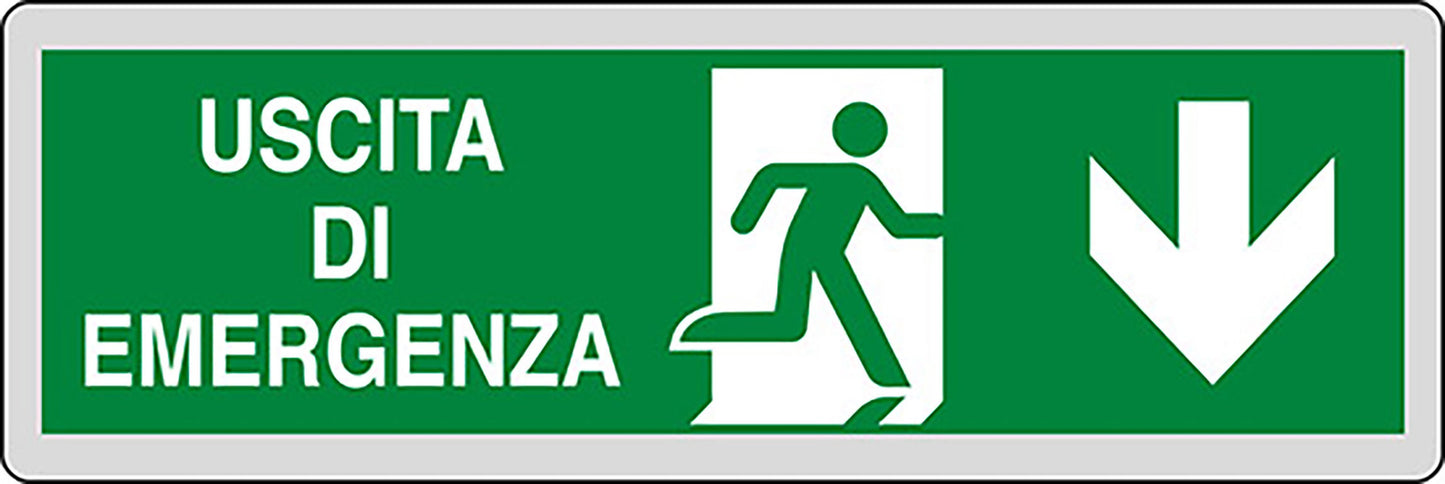 START Adesivo segnaletico Uscita d'Emergenza freccia in basso 15CMx5CM