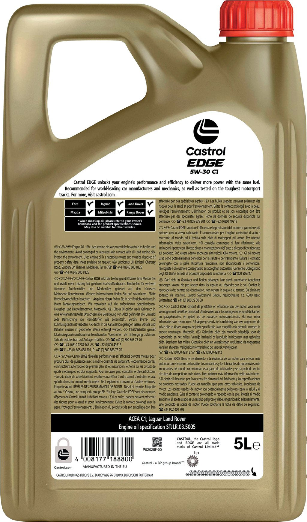 Castrol Edge C1 Massima 5W-30 ACEA C1 5L Sintetico Olio Motore Lubrificante Auto