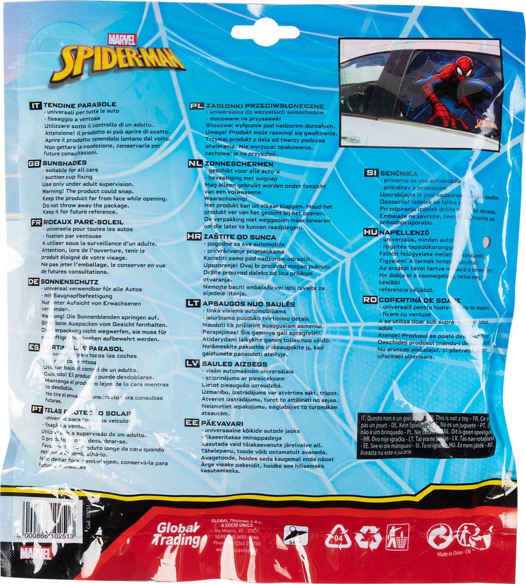 TATAWAY Marvel tendina laterale parasole auto singola a trapezio Spiderman