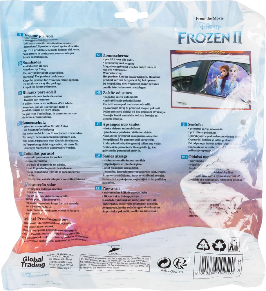 Coppia tendine laterali auto Frozen 2 38x65 cm  Protezione solare Disney