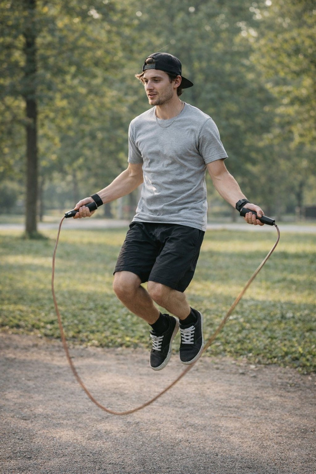 BODYLINE Corda da Salto in Cuoio con Pesi e Impugnature Neo Ergonomiche