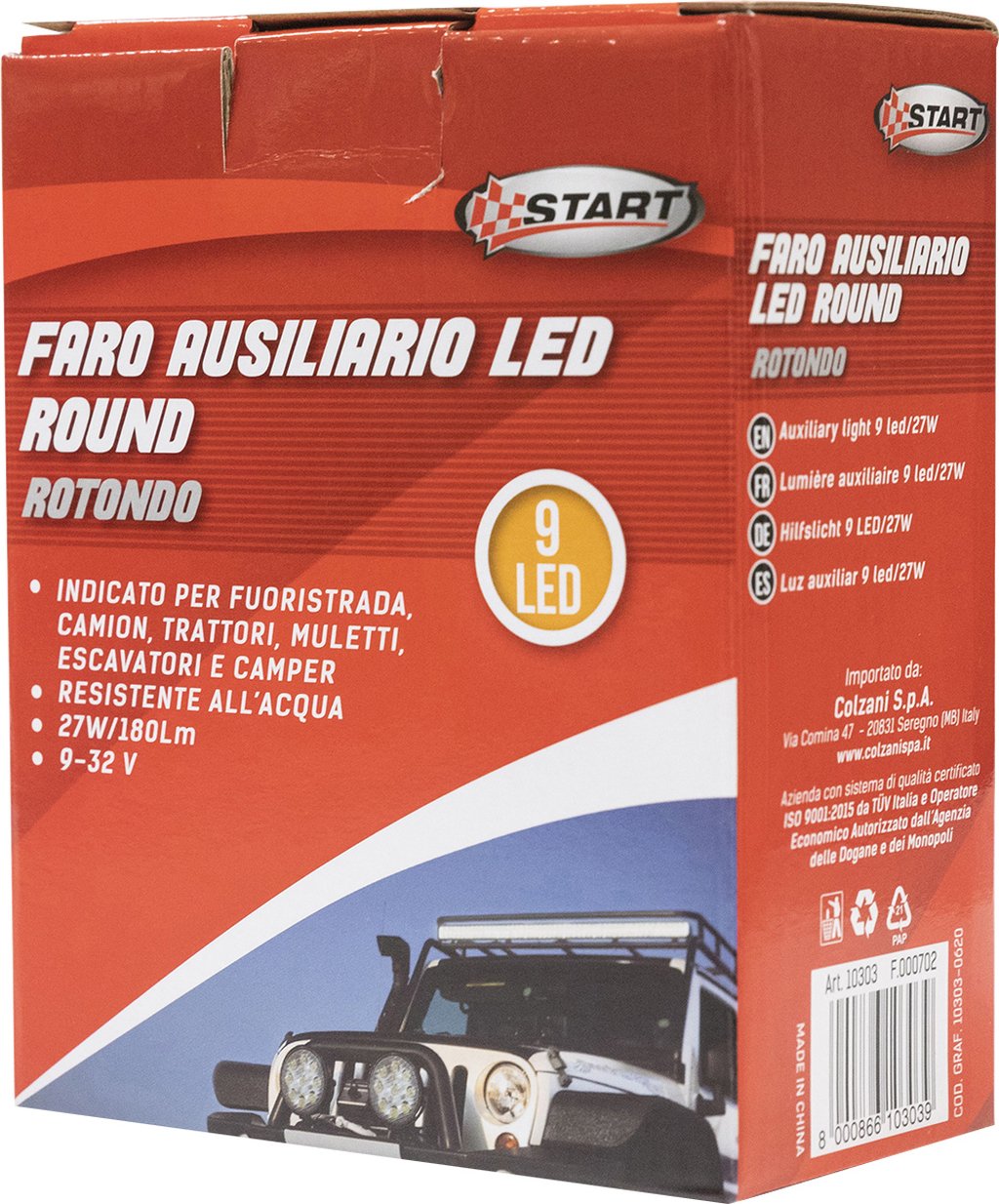 START Faro ausiliario 9 led rotondo Accessorio Originale Uso Quotidiano