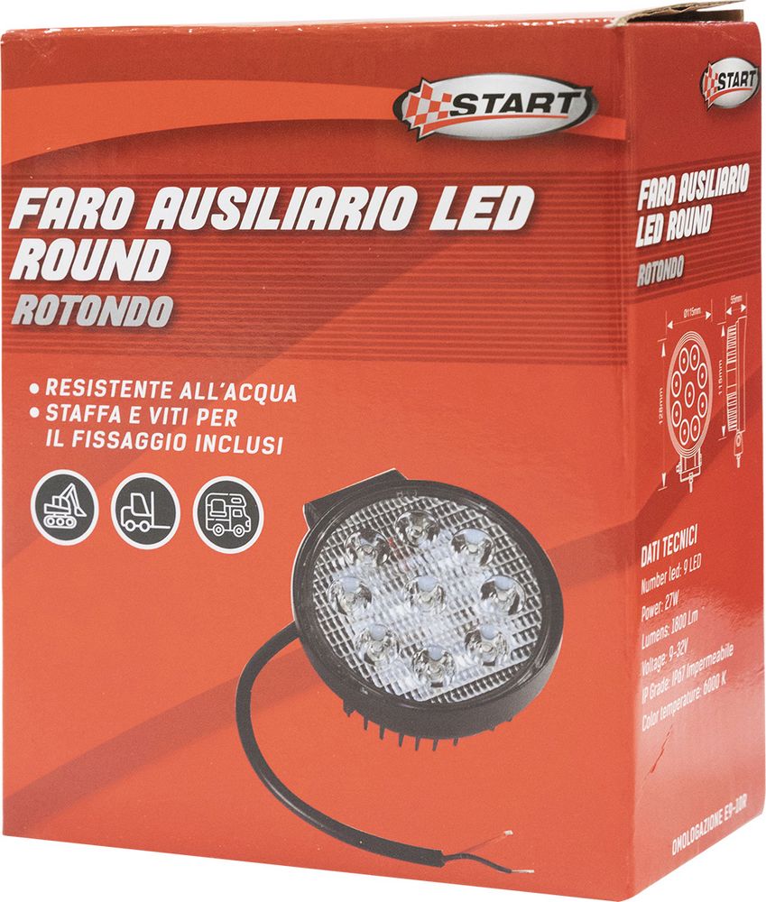 Faro ausiliario 9 led rotondo