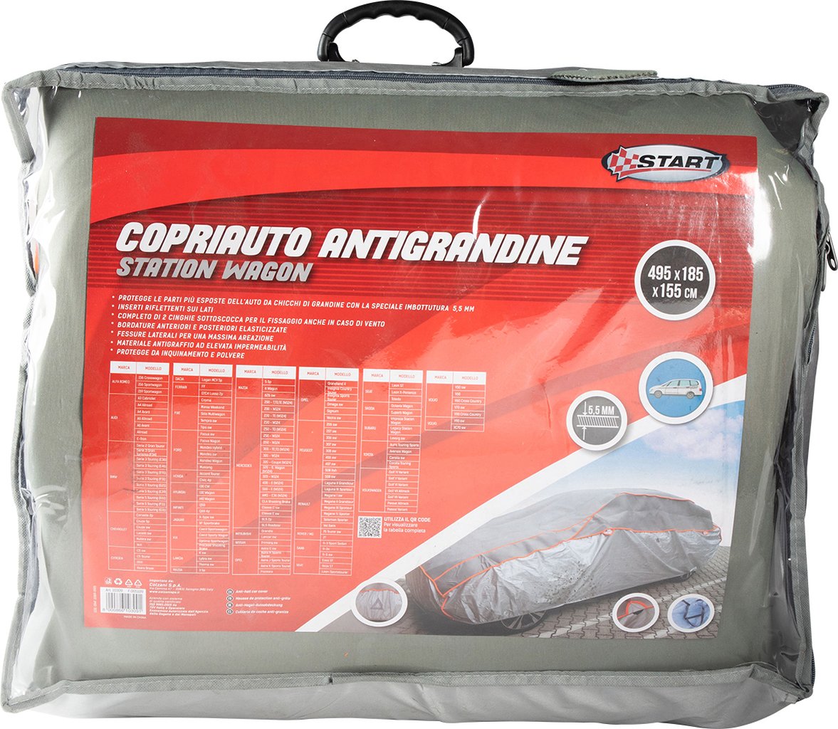 START Copriauto Antigrandine per Station Wagon 495x185x155cm ? Telo Copriauto