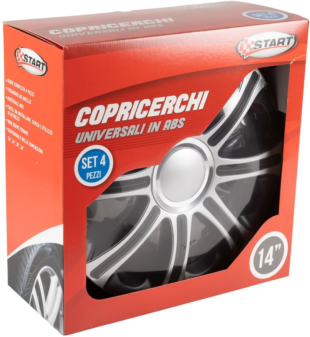START Borchie Modena Nero-Grigio 14 set calotte auto in scatola Originale