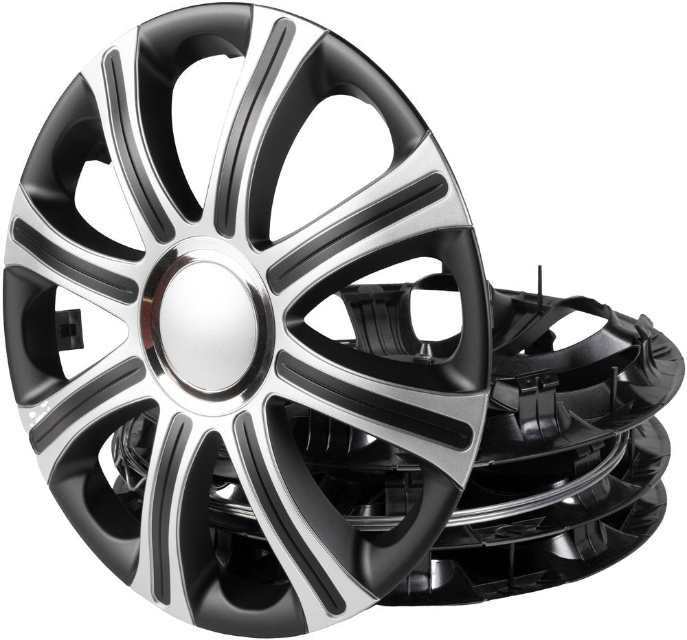 Borchie Modena ner/grig 14" set calotte auto in scatola