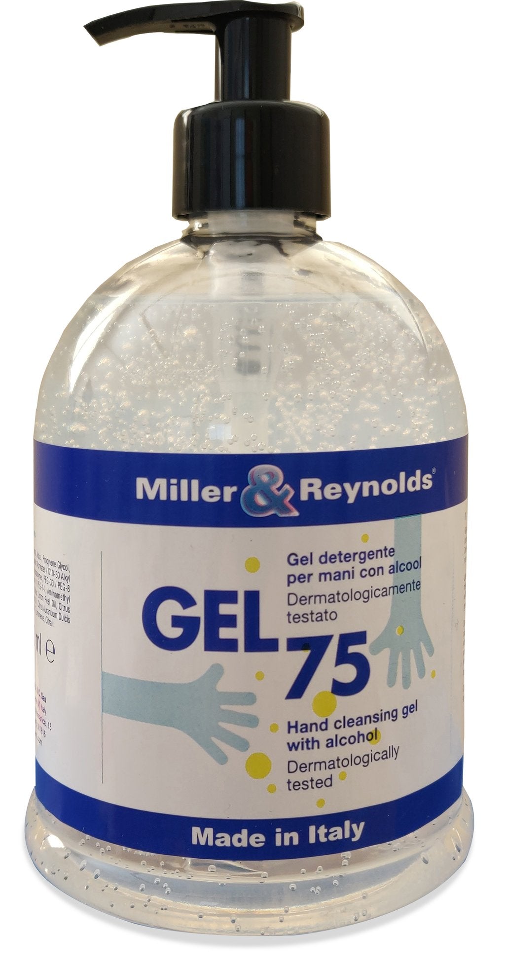 STOR Gel detergente mani 500ml 75% Alcol con dispenser Made in Italy