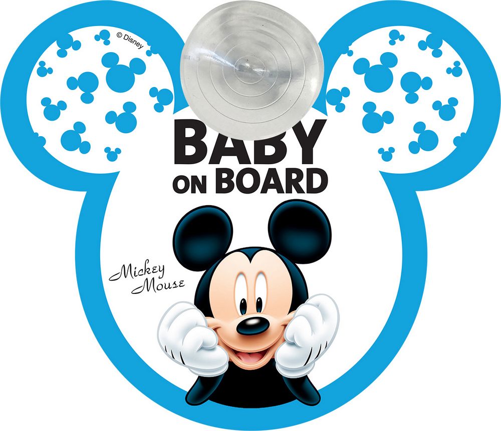 Cartello bimbo a bordo a ventosa con grafiche Disney Mickey Mouse.