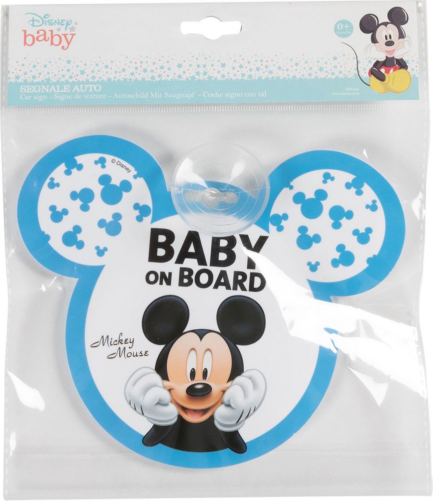 Cartello bimbo a bordo a ventosa con grafiche Disney Mickey Mouse.