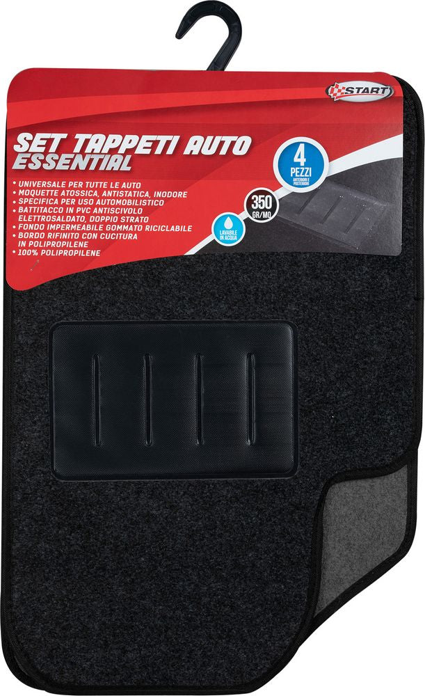 Set 4 pz. tappeti auto grigi universali in moquette