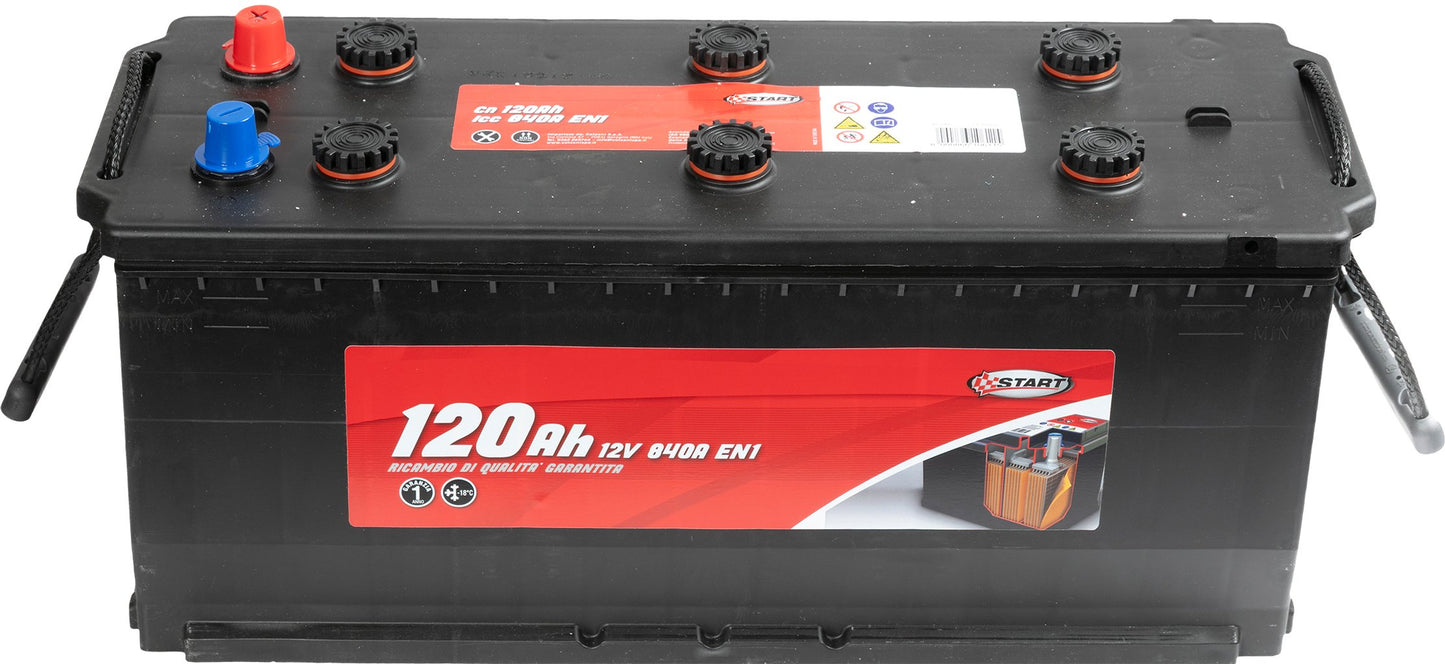 START Batteria Per Autocarro 120Ah 12V 840A Polo Positivo Sinistro Originale
