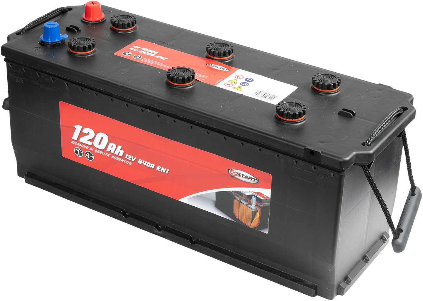 START Batteria Per Autocarro 120Ah 12V 840A Polo Positivo Sinistro Originale