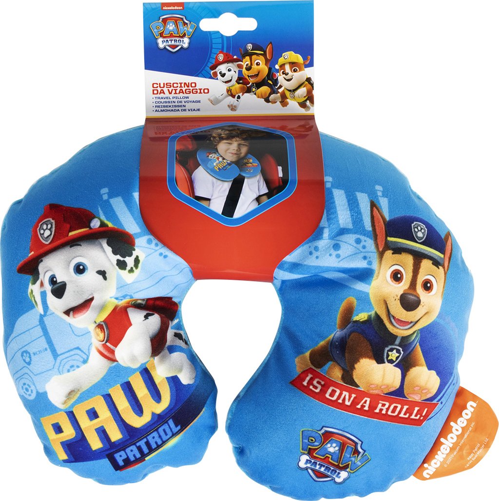 TATAWAY Paw Patrol Cuscino collo bambino da viaggio blu boy, con cani, molto