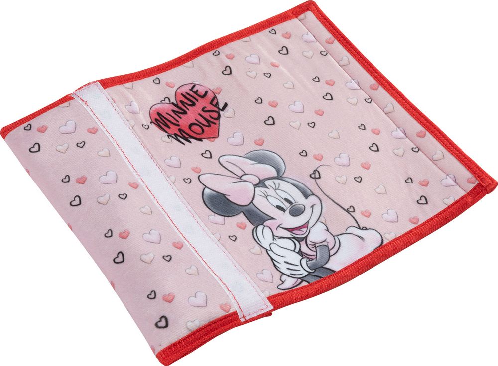 Passacintura auto Minnie Topolina di colore rosa, chiusura con velcro