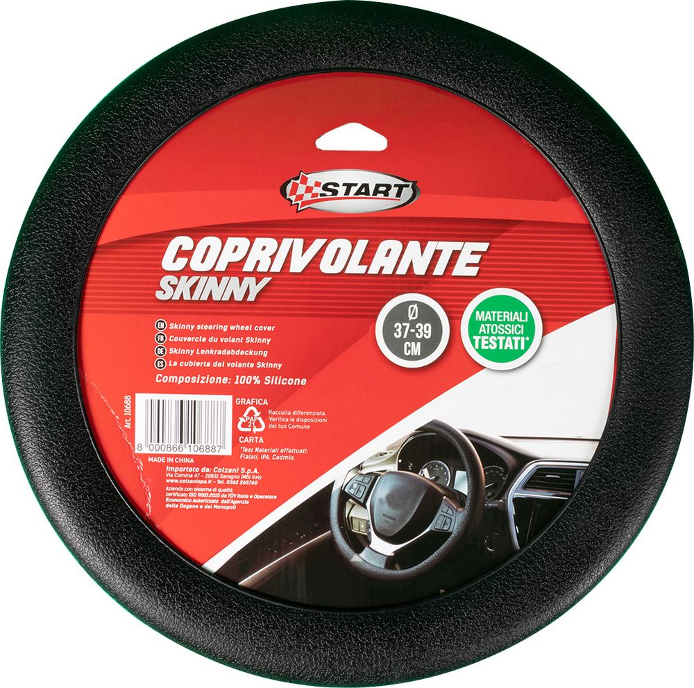Coprivolante auto Skinny, 37-39 cm, silicone nero comodità sicurezza, universale