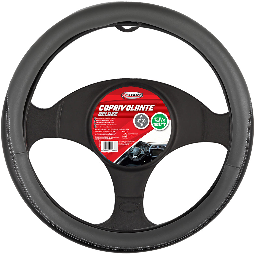 Coprivolante auto Deluxe, diametro 37-39 cm, nero comodità sicurezza