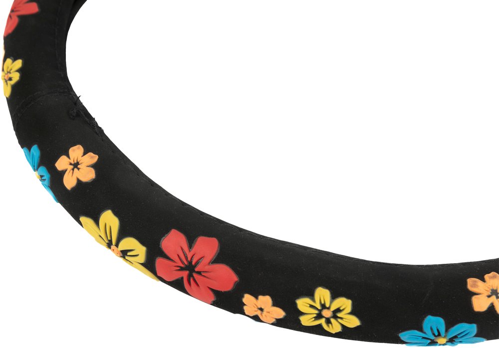 Coprivolante auto Spring diametro 37-39 cm nero con fiori, universale