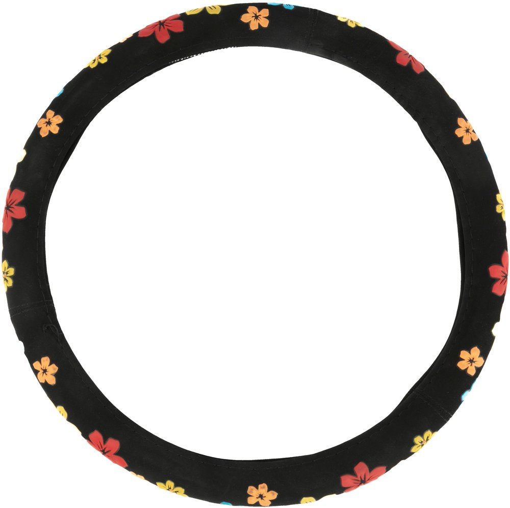 Coprivolante auto Spring diametro 37-39 cm nero con fiori, universale