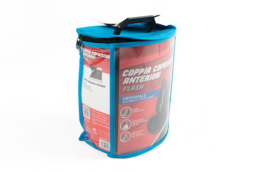 Coppia coprisedili anteriori Flash auto universale airbag nero grigio
