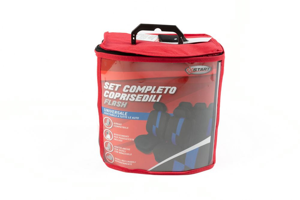 Set completo coprisedili Flash auto universale airbag nero blu