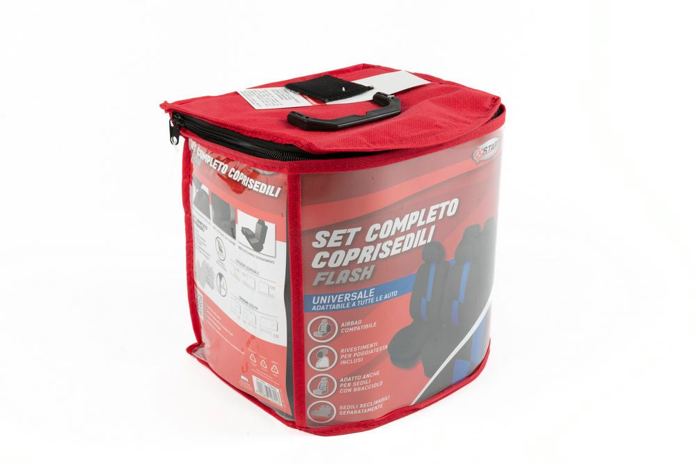Set completo coprisedili Flash auto universale airbag nero blu