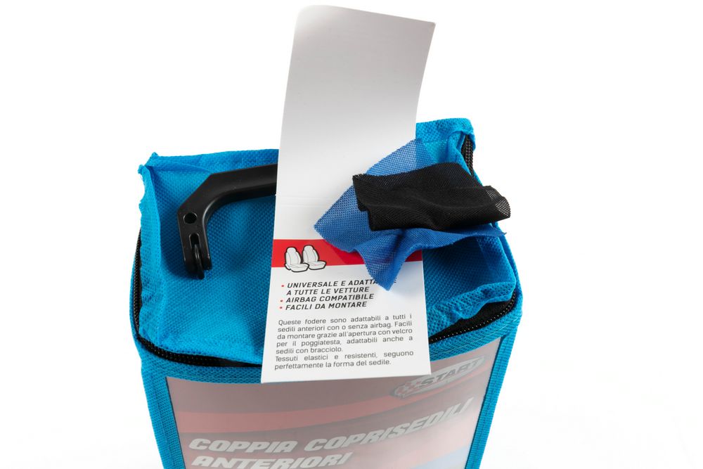 Coppia coprisedili anteriori Saturn auto universale airbag nero blu