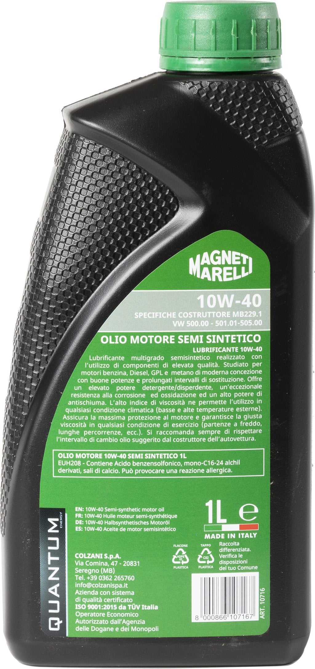 QUANTUM ENERGY Olio Lubrificante Marelli 10W40 Semi Sintetico 1L Motore Auto