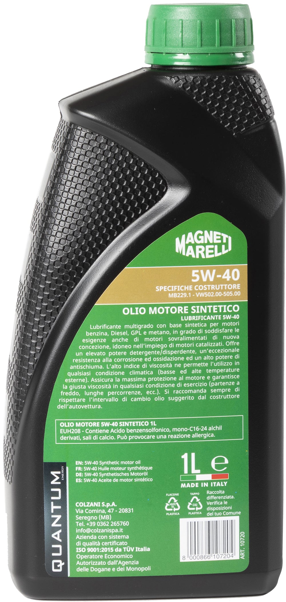 Quantum Energy Olio Marelli 5W40 Sintetico Protezione Motore