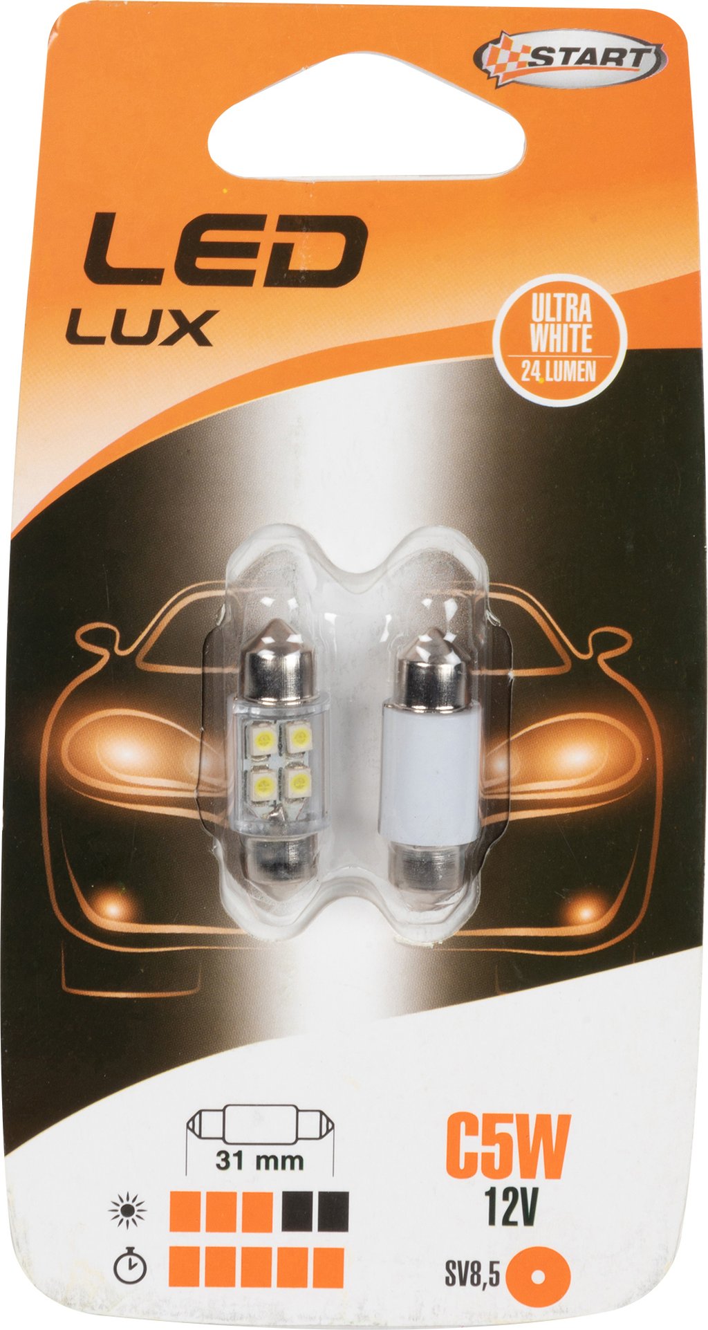 START Lampadine siluro auto 6 Led 12V 1,5W due pezzi 31 mm illuminazione targa