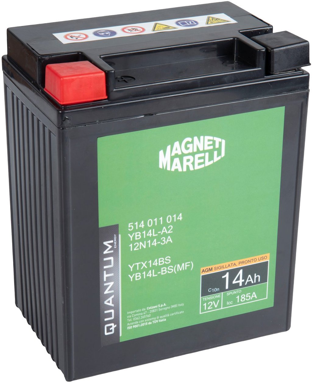 Quantum Energy Batteria Moto AGM 12V 14Ah 185A Avviamento Affidabile