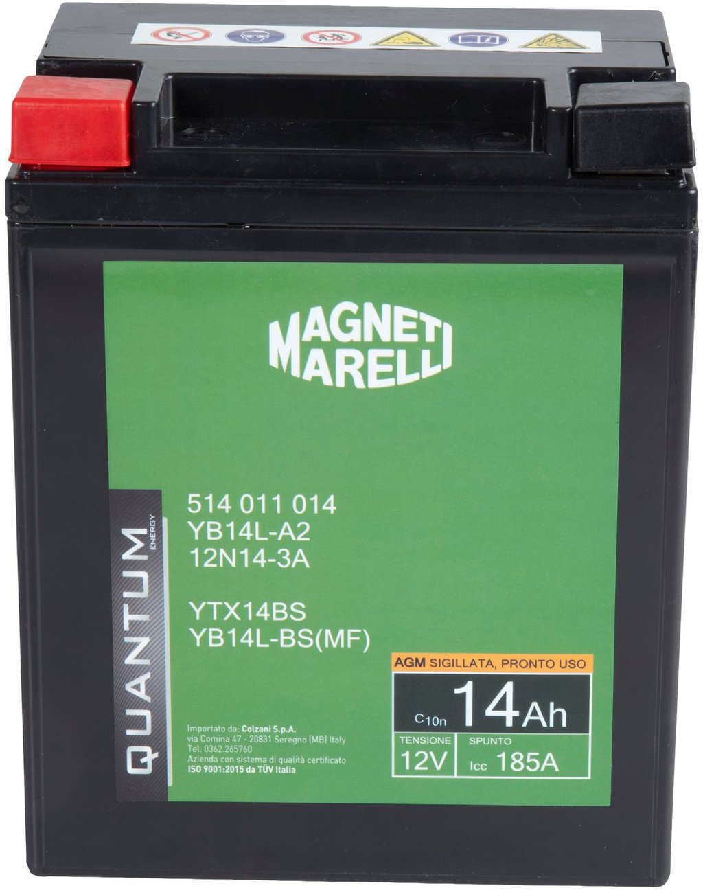 Quantum Energy Batteria Moto AGM 12V 14Ah 185A Avviamento Affidabile