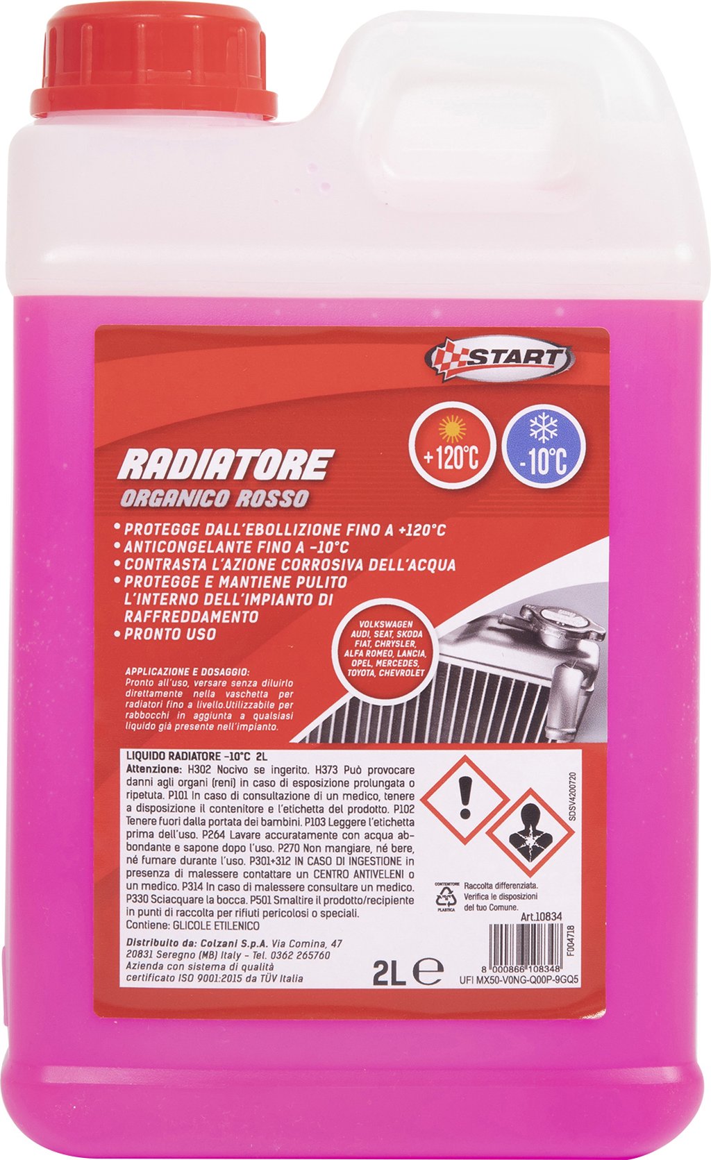 START - Liquido Radiatore Organico Rosso 2 Litri - Pronto all?Uso