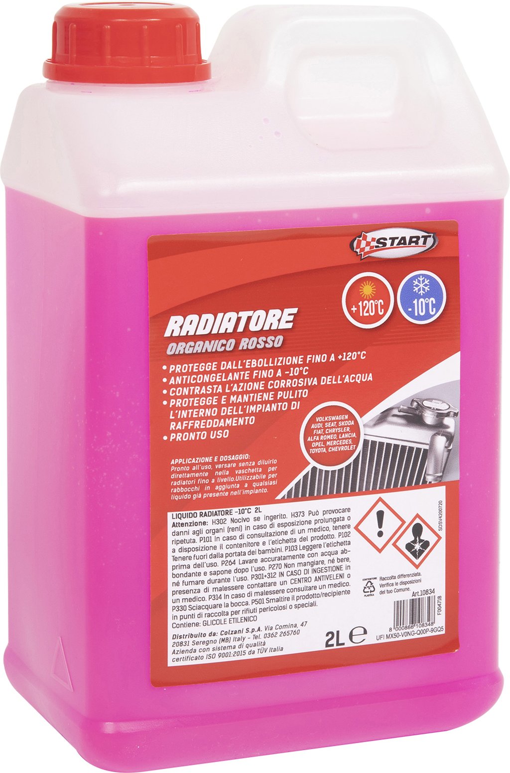 START - Liquido Radiatore Organico Rosso 2L Antigelo -10C +120C