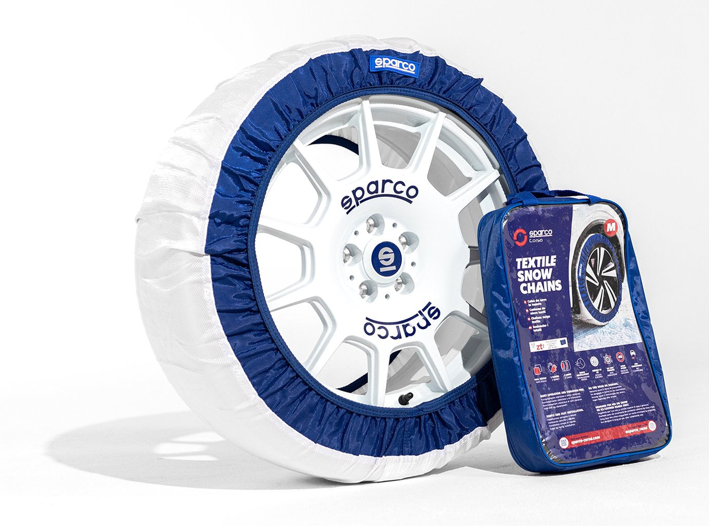 SPARCO Set da 2 pezzi di calze neve per gomme in tessuto bianco silenziose Auto