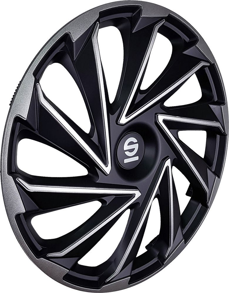 Borchie Set 4 copricerchi 14" pollici copriruota auto Varese SPC1480SVBK argento nero