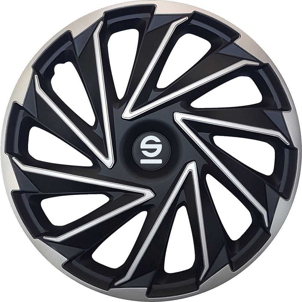 Borchie Set 4 copricerchi 15" pollici copriruota auto Varese SPC1580SVBK argento nero
