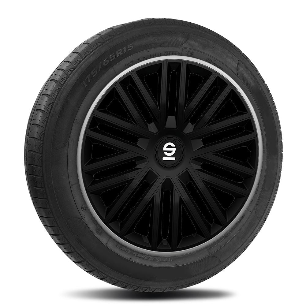 Borchie Set 4 copricerchi 14" pollici copriruota auto Bergamo SPC1485BKGR nero grigio