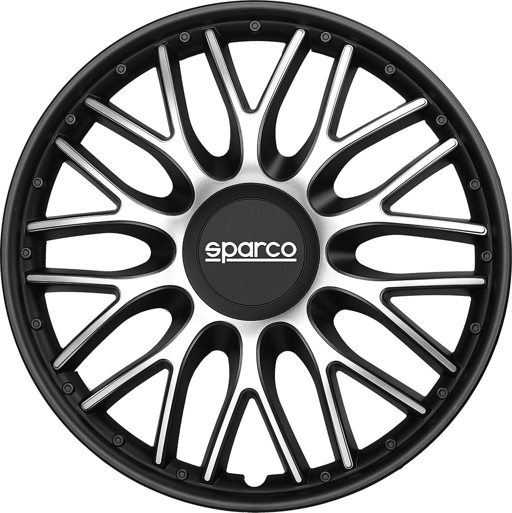 SPARCO Borchie Set 4 copricerchi 15" pollici copriruota auto Roma SPC1596SVBK