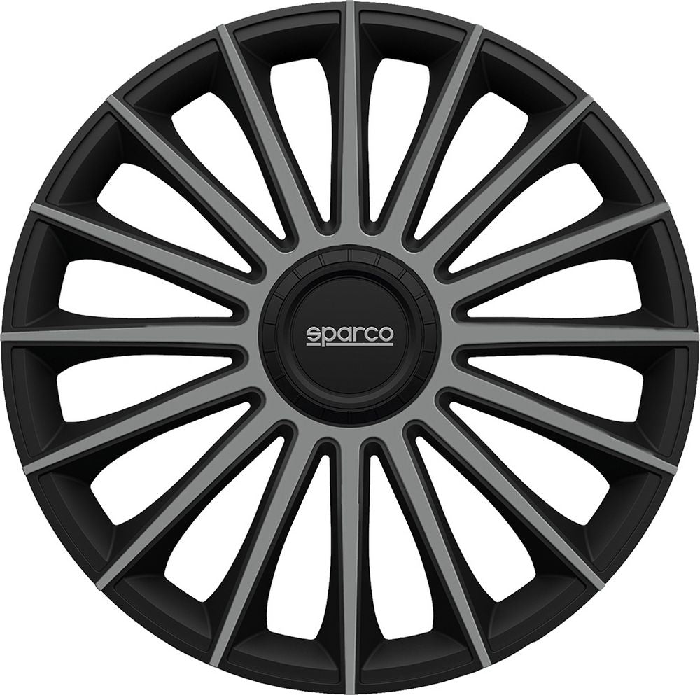 Set 4 copricerchi 14" pollici copriruota auto Treviso SPC1493BKGR nero grigio