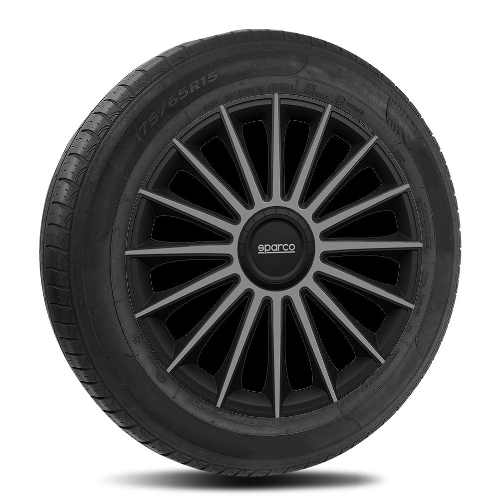 Set 4 copricerchi 16" pollici copriruota auto Treviso SPC1693BKGR nero grigio