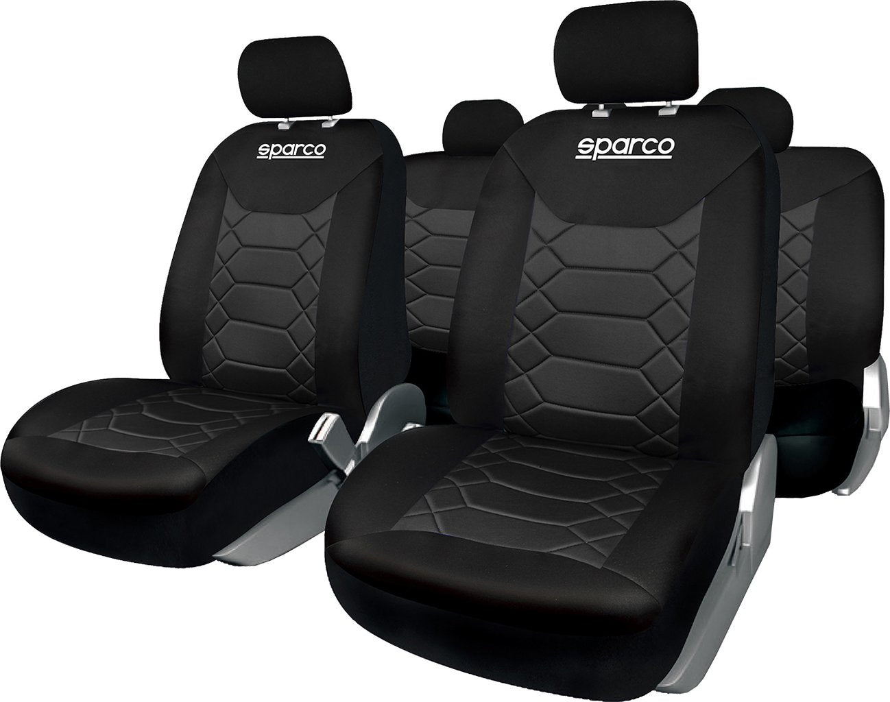 SPARCO Set universale SPC1016 coprisedili auto completo nero nido d'ape