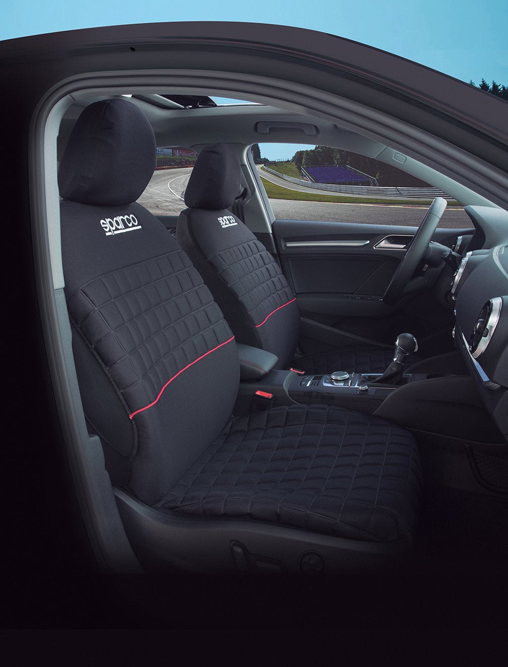 SPARCO Set universale SPC1042 coprisedili auto completo nero rosso Originale