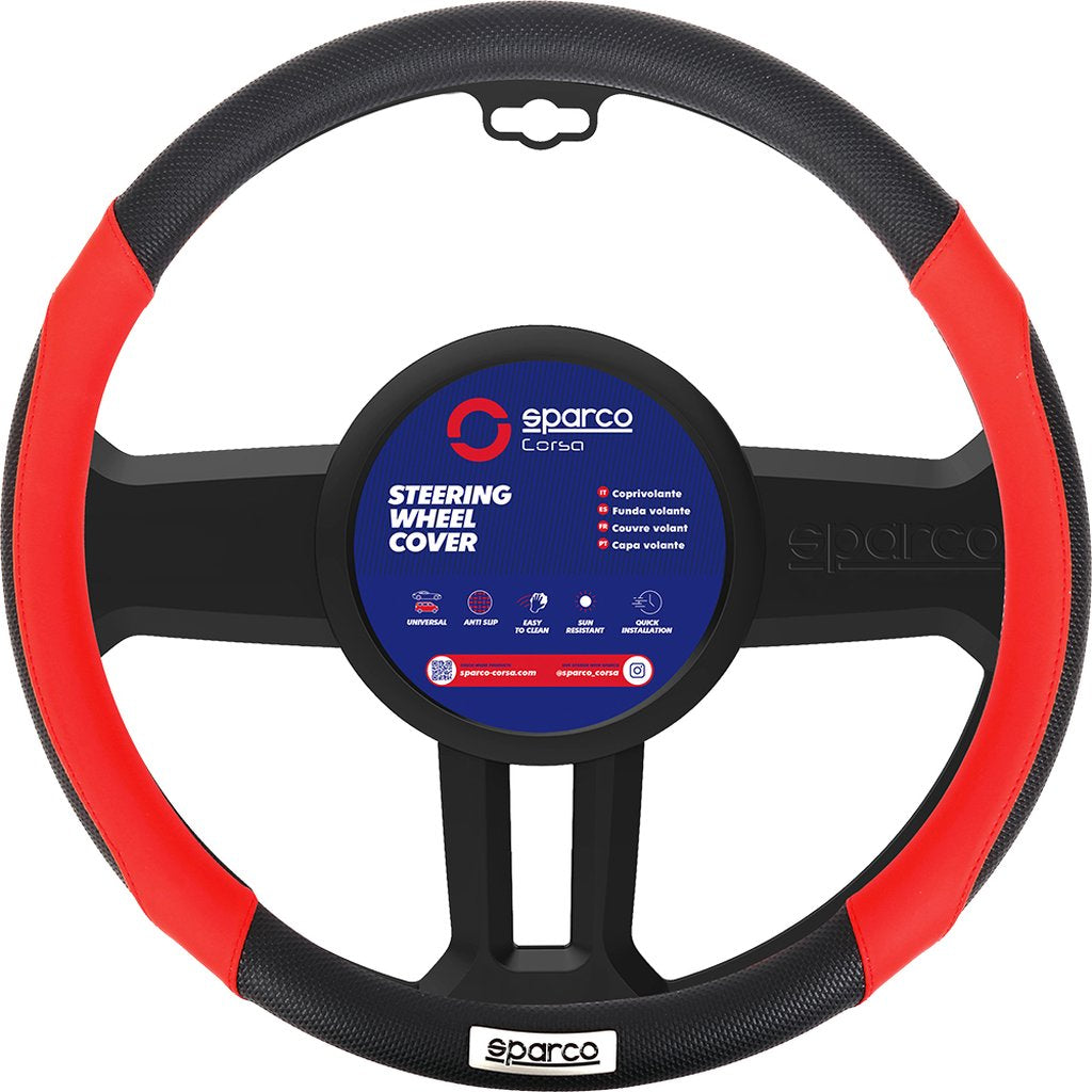 SPARCO Coprivolante SPC1113 auto universale rosso e nero con dettagli traforati