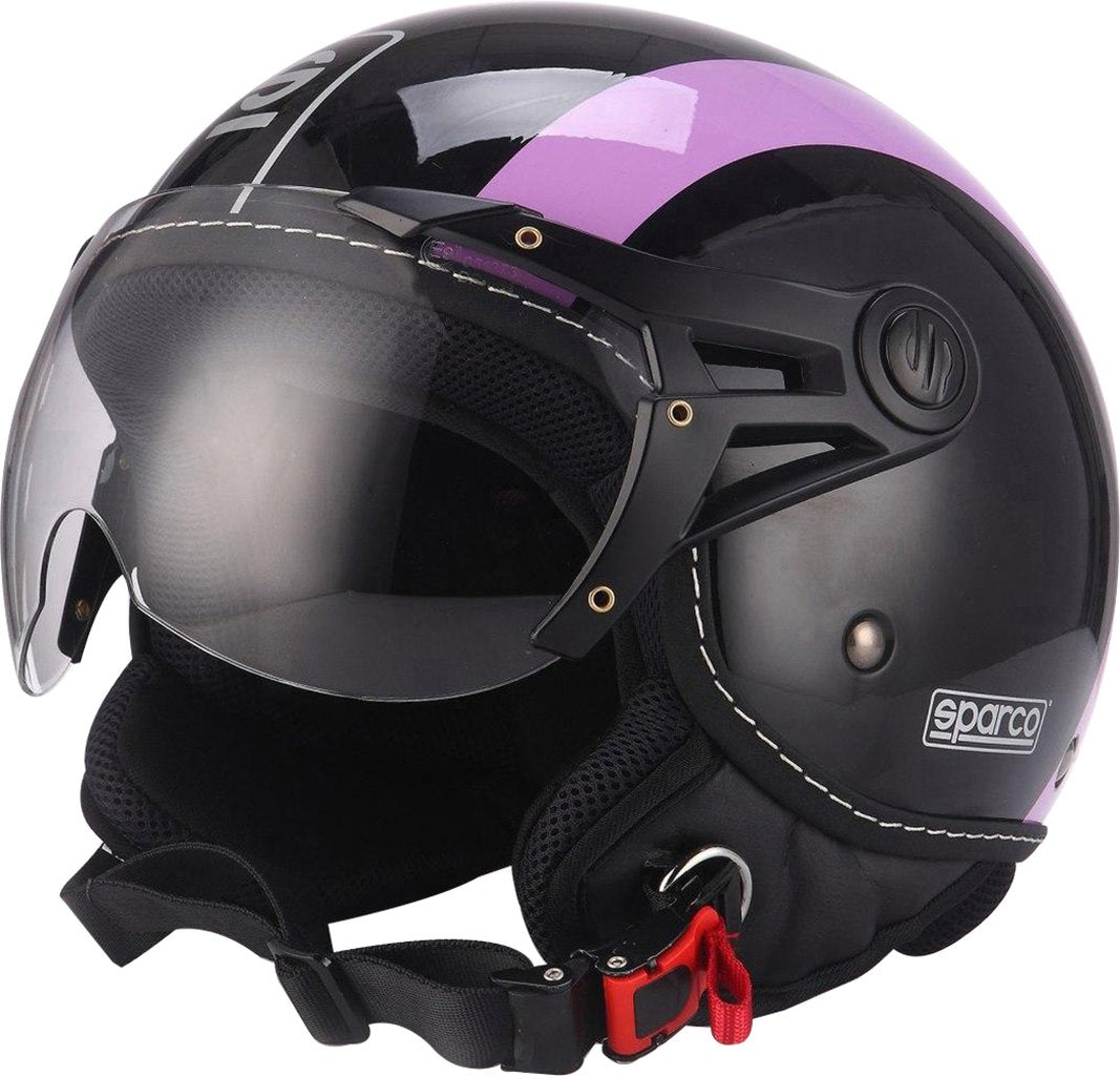 SPARCO Casco moto SP501 taglia XL con visiera antigraffio viola e nero