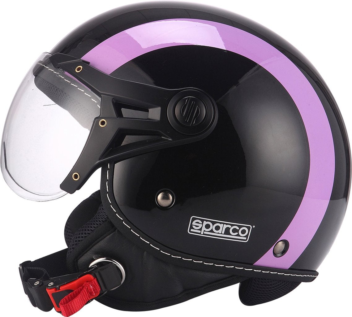 SPARCO Casco moto SP501 taglia XL con visiera antigraffio viola e nero