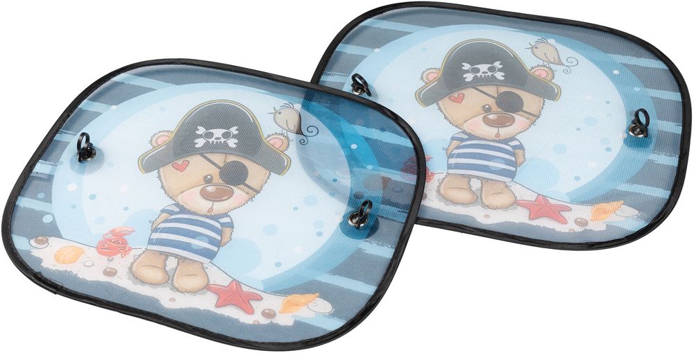 Coppia tendine laterali auto ventose incluse grafica orsetto 44x36 cm universali