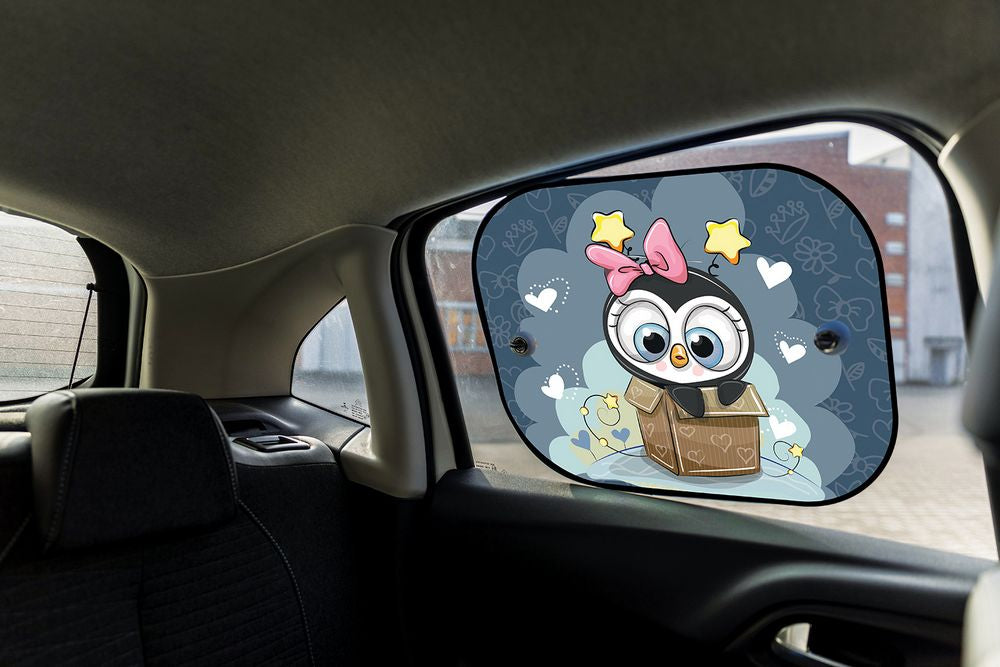 Coppia tendine laterali auto attacco a ventosa pinguino bambini