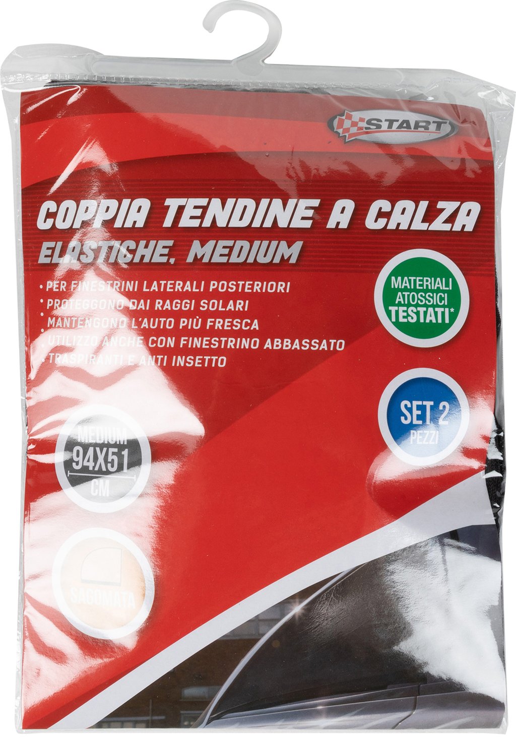 Coppia Di Tendine Laterali Posteriori Parasole A Calza Medium Per Auto