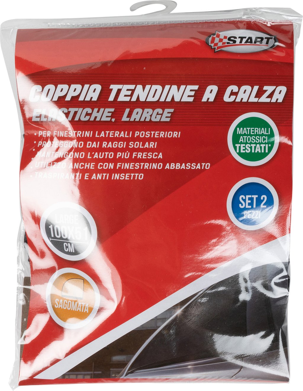 START Coppia Tendine Parasole A Calza Finestrini Posteriori Laterali Per Auto