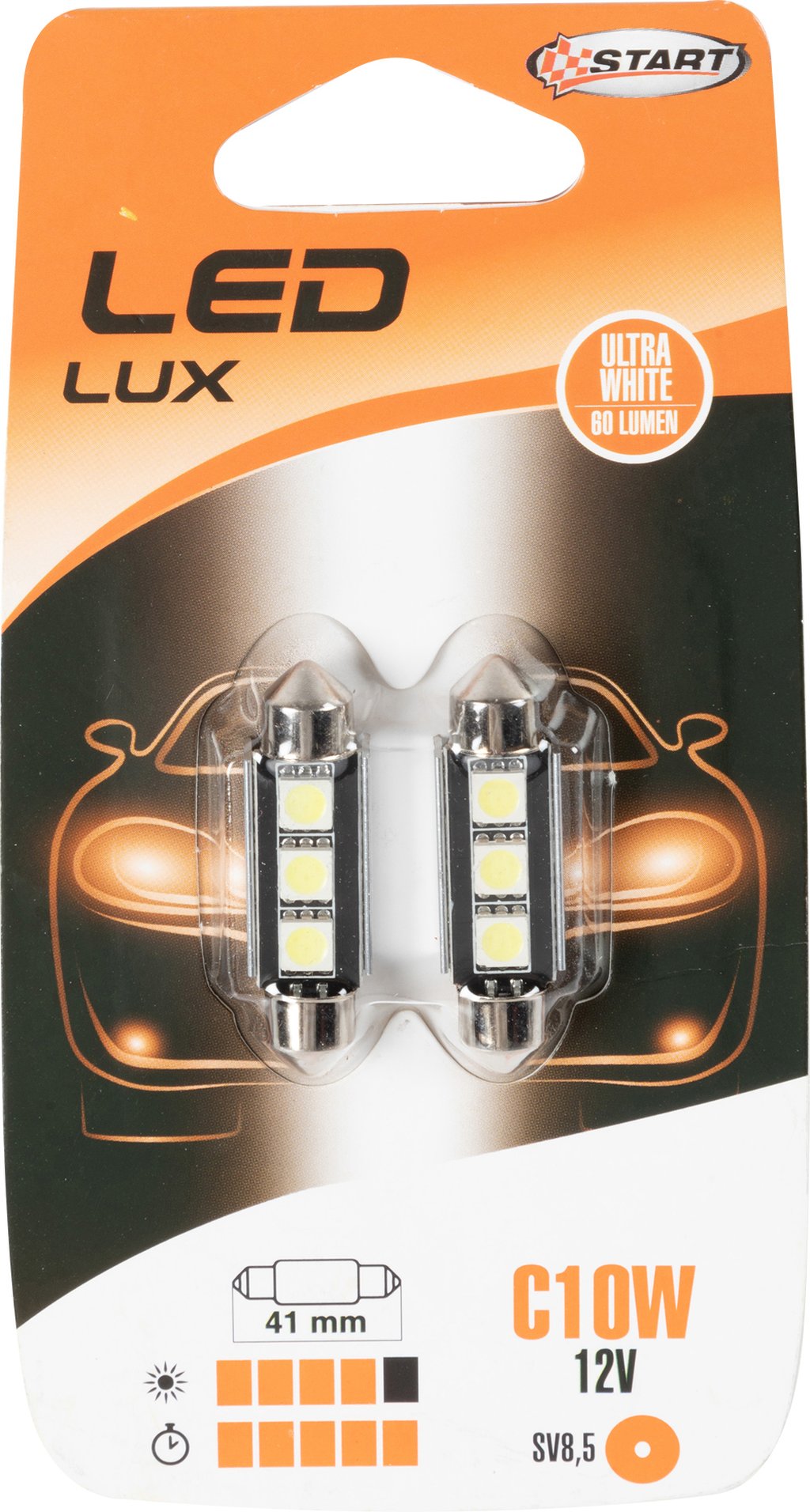 START Lampadine siluro auto 3 Led 12V 10W due pezzi 41 mm illuminazione targa